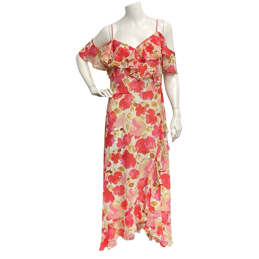 London Times Vacation Women 12 Floral Ruffled Romantic Spring Maxi Flowy Dress
